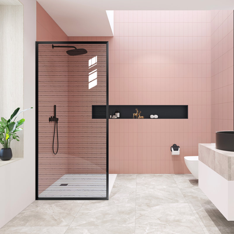 GETPRO Most Safety Laminated Glass Shower Screen 34” W X 74” H With